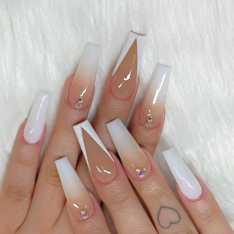 White Ombre Press On Nail